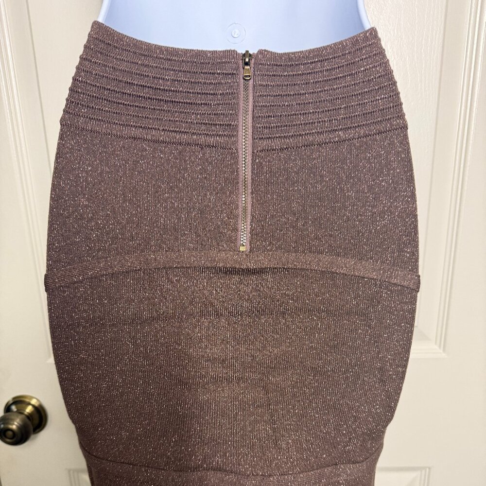 bebe Metallic Bronze Bandage Mini Skirt – Size XS
